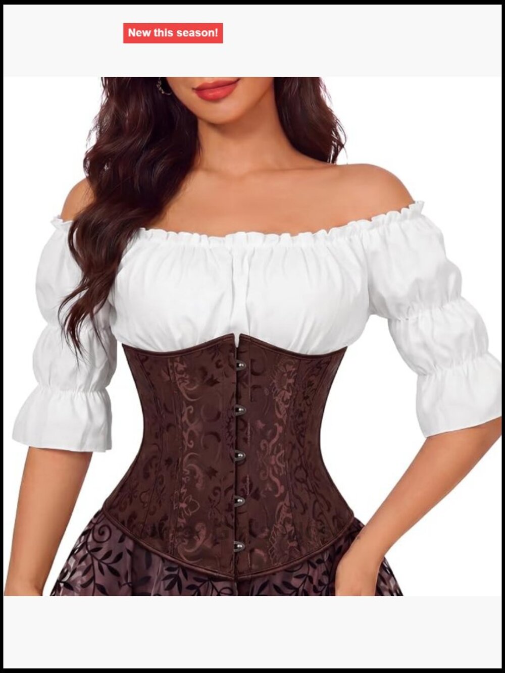 Women's Underbust Corset Top Lace-Up Renaissance Pirate Costume Shapewear